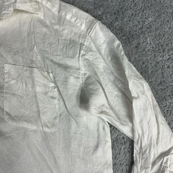 H&M women's Long Sleeve Linen Button Up Shirt S Cream Boho Bohemian Laganlook - Picture 5 of 16